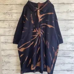 古着 FADED GLORY ポロシャツ タイダイ ブリーチ ネイビー 2XL