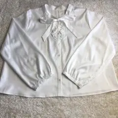 ブラウス 白 ボウタイ リボン フリル 4Ｌ