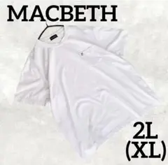 美品　マクベス MACBETH ホワイト Tシャツ 2L 犬　刺繍　ポケット
