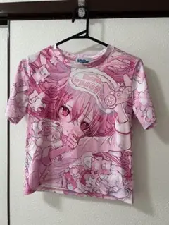 acdc rag アニメキャラクター プリント 半袖Tシャツ ピンク