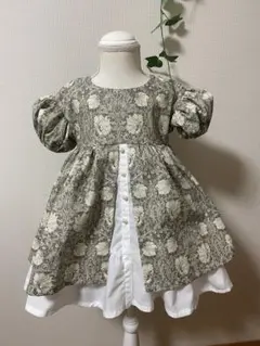 ハンドメイドウエストギャザーワンピース　90cm