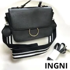 美品【3way】INGNIイングショルダー(2本)ハンドバッグ斜めがけ黒2way