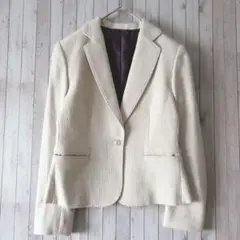 【美品】ベージュ テーラードジャケット　仕立て品　シングル