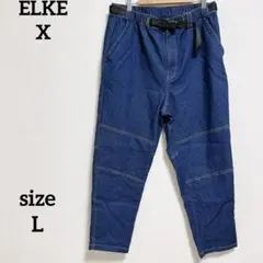 ELKEX エルケクス デニムパンツ L テーパードパンツ ネイビー
