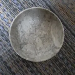 古いパキスタンの石皿/豆手塩小皿/大理石海洋化石ストーン/一体切削ハンド手製飾皿