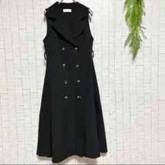 アーベーセーアンフェイスノースリーブロングトレン チコートフレアワンピース【M】