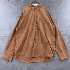 コロンビア メンズ長袖シャツ 橙 薄い黒 L チェック柄 アウトドア 【5357