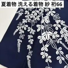 夏着物 洗える着物 紗 裄66 紋無し 付下げ 訪問着 化繊 着物 U-7763