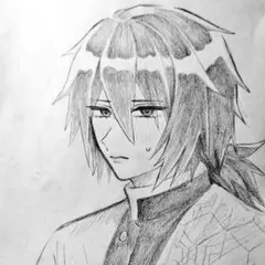 手描きイラスト 冨岡義勇 アナログ
