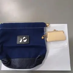 キタムラ　ネイビー 巾着袋 小銭入れ付き