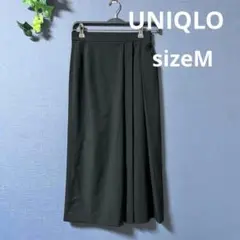 UNIQLO【M】良品　ロングタック　スリットロング　スカート　ブラック