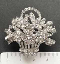 帯留め 花籠 キラキラ ラインストーン