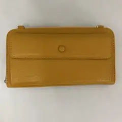 【本革】イエロー 訳あり レザースマホショルダー ポーチ 財布 バッグ　W3