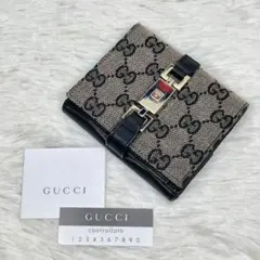 【美品✨】グッチ 折り財布 gg柄 ジャッキ 黒 男女兼用
