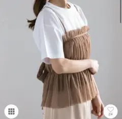 ❗️タイムセール中❗️テチチ　チュールティアードギャザーキャミブラウス　チュール