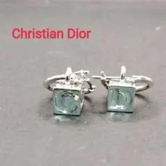 美品 Christian Dior キューブチャーム CDロゴ リングピアス 銀