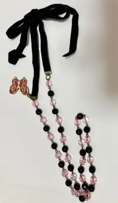 新品ANNA SUIピンクビーズロングネックレス