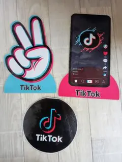 TikTok うちわ型スタンド 3点セット