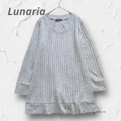 Y4531【ルナリア】大きいサイズ/LL リブニット チュニック Vネック