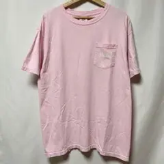 コットン100 胸ポケットTシャツ　ピンク　両面デザイン　ゆるだぼ　パジャマなど