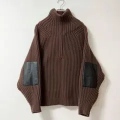 【美品】18AW アンスクリア ハーフジップニット エルボーパッチ 厚手