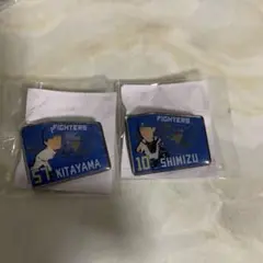 yn 日ハム　ピンバッジ　北山　清水