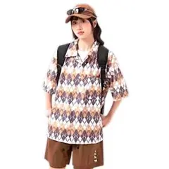 ⭐️新品⭐️【アーガイル柄オープンカラーシャツ】