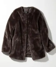 新品☆23区 定価4.5万 S エコファー ノーカラーショートコート ジャケット