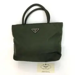 PRADA プラダ ロゴプレート ナイロン トートバッグ グリーン