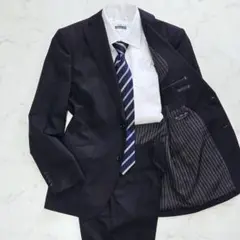 A.S.M スーツ 総裏 軽量 シャドーストライプ ブラック M