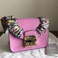 FURLA フルラ ショルダーバッグ メトロポリス ピンク スカーフ付