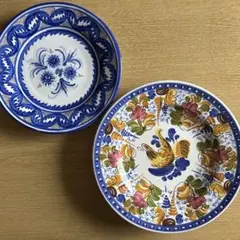 スペイン壁掛け飾り絵皿　陶器ハンドメイド　2枚