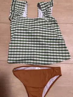 グリーンチェック柄水着 Sサイズ