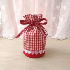 値下げ【おしゃれ】ペット骨壺カバー　2.3寸　赤系　ハンドメイド