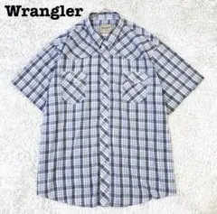 【美品】Wrangler 半袖チェック柄 ウエスタンシャツ 羽織 3XL