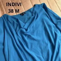 INDIVI ブルー グリーン シフォン ブラウス チュニック M