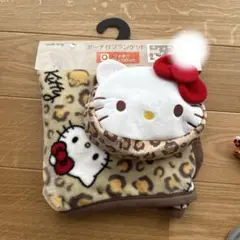 【新品未使用】しまむら　ハローキティ　ヒョウ柄　ブランケット　ポーチ付き