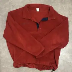 Columbia フリースハーフジップジャケット レッド ドローコード 古着
