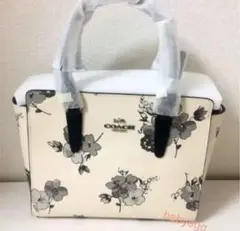 新品 未使用 コーチ COACH バッグ ハンドバッグ 花柄 ブラック 白×黒