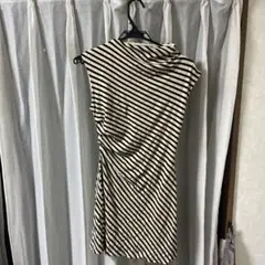 ストライプ ノースリーブ ミニワンピース