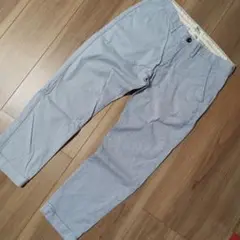 【CONTRIVANCE】冷涼ストライプ チノパン ロールアップ30インチ