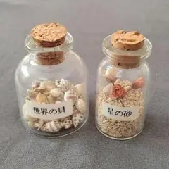貝殻と砂の入ったガラス瓶セット
