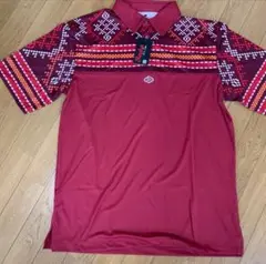 値下げ！幾何学模様 赤 ポロシャツ
