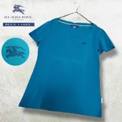 美品 バーバリー 半袖 Tシャツ ターコイズブルー ノバチェック ホースロゴ