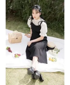【完売アイテム！】ANDGEEBEE ニットリブキャミワンピ ブラック