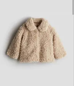 【美品】　H&M ベージュ フラッフィジャケット　100cm