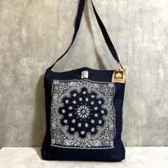 【新品】バンダナプリントコットン NATURALNAVY ショルダートートバッグ