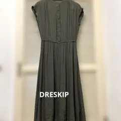 DRESKIPオリーブグリーン ノースリーブ ロングワンピース 3