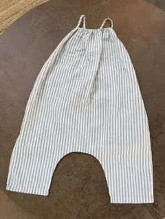 新品　オシャレな白黒のストライプオーバーオール100cm~ サルエルデザイン