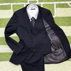 【美品】THE SUIT COMPANY スリーピース　背抜き　ストライプ